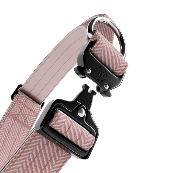 4cm Herringbone Combat® Collar | Handle & Rated Clip - Soft Pink