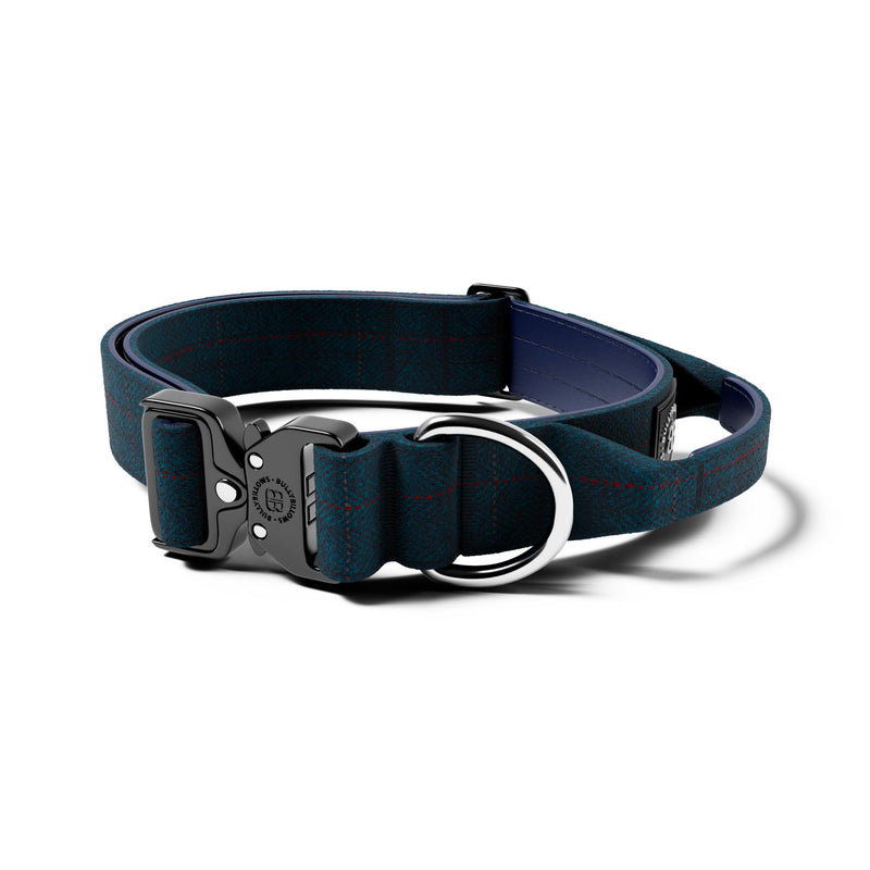 4cm Tweed Combat® Collar | Handle & Secure Clip - Midnight Blue