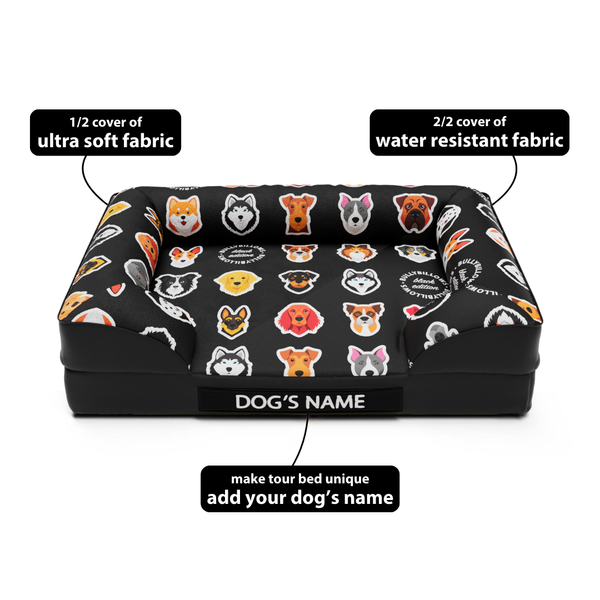 Luxury Dog Bed - Black Edition | Add your dogs name