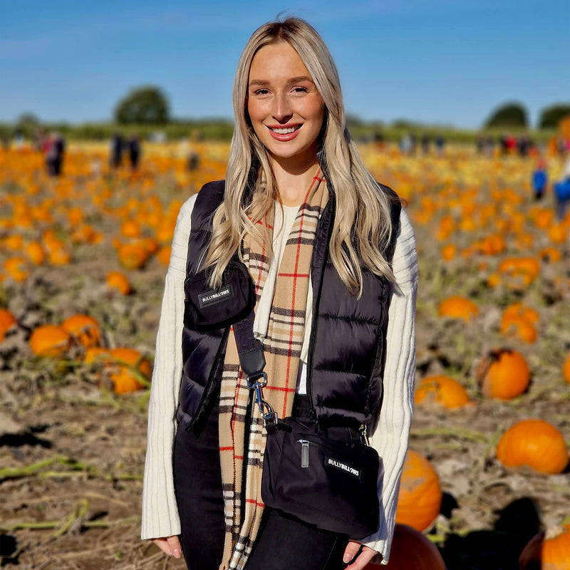 Unisex Luxury Human & Dog Walking Bag | With Adjustable Strap & Poop Bag Holder - Black