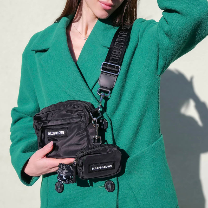 Unisex Human & Dog Walking Bag | With Poop Bag Holder - Black