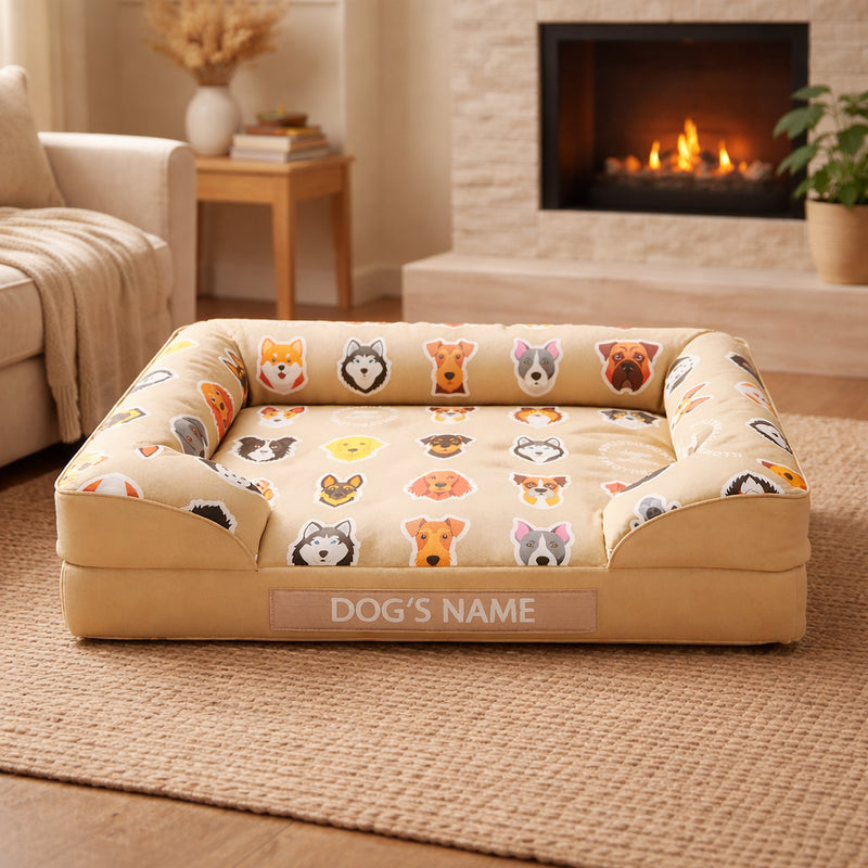 Luxury Dog Bed - Beige Edition | Add your dogs name