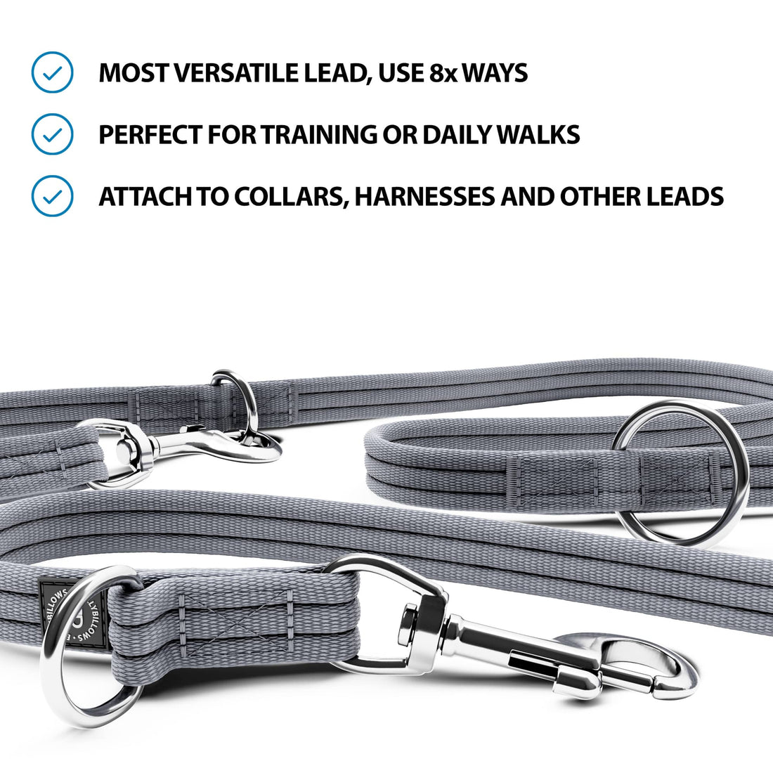 featured image of Double Ended Dog Lead | 2m Length -  Metal Grey