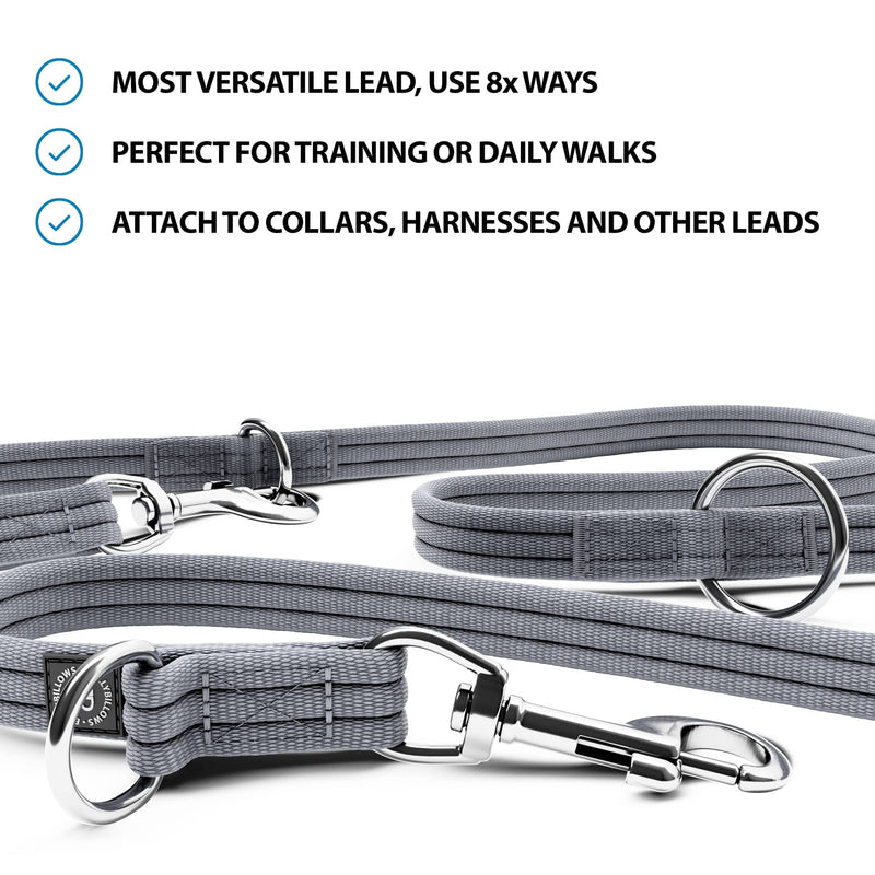 Training Double Ended Dog Lead | 2m Length -  Metal Grey