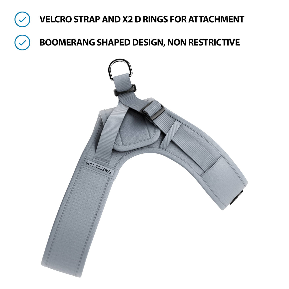 featured image of Boomerang Harness - XS-M Breeds - Grey