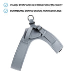 Boomerang Harness - Non Restrictive, Lightweight, Small - Medium Breeds - Grey