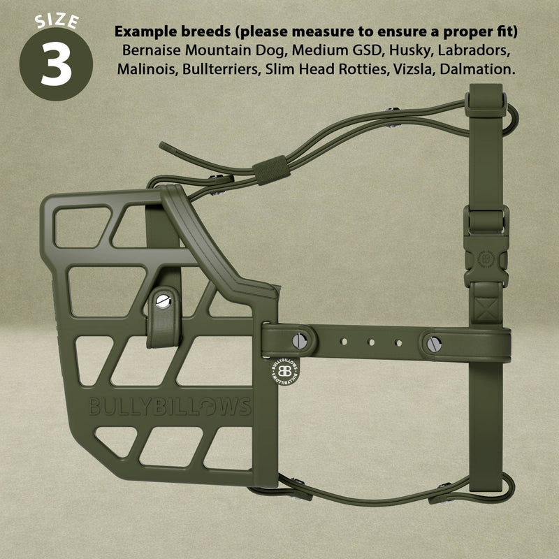 Premium Comfort Muzzle | x2 Additional Head Straps - Khaki