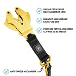 1.4m LIGHTER Swivel Combat Lead | Neoprene Lined, Secure Rated Clip with Soft Handle - Black, Yellow & Gold