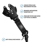 1.4m LIGHTER Swivel Combat Lead | Neoprene Lined, Secure Rated Clip with Soft Handle - Black x Black