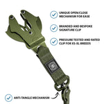 1.4m LIGHTER Swivel Combat Lead | Neoprene Lined, Secure Rated Clip with Soft Handle - Khaki x Khaki
