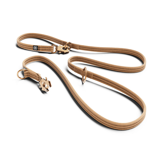 Lightweight Training Double Ended Dog Lead | 2m Length - Tan x Tan