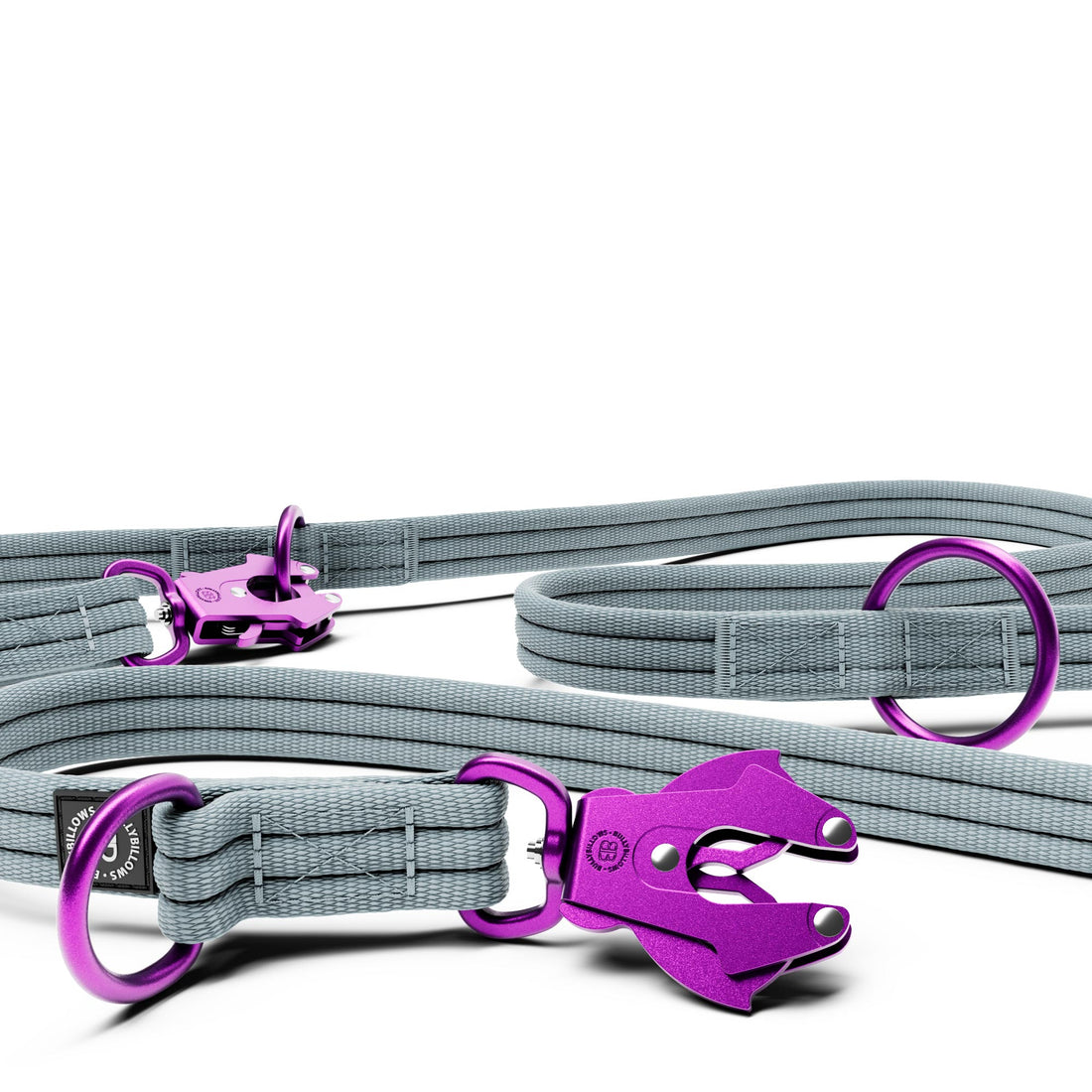 featured image of Lightweight Training Double Ended Dog Lead | 2m Length - Purple x Metal Grey