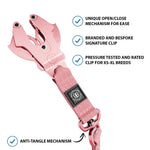 1.4m LIGHTER Swivel Combat Lead | Neoprene Lined, Secure Rated Clip with Soft Handle - Pink x Pink
