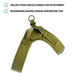 Boomerang Harness - Non Restrictive, Lightweight, Small - Medium Breeds - Olive Green