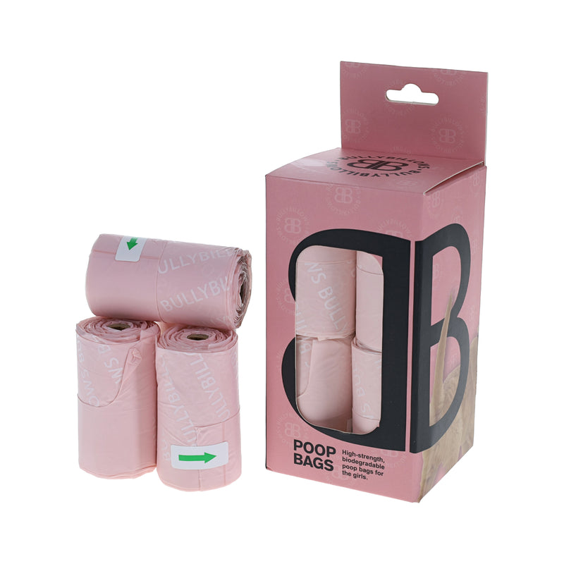 Biodegradable Poop Bags With Handle - Pink