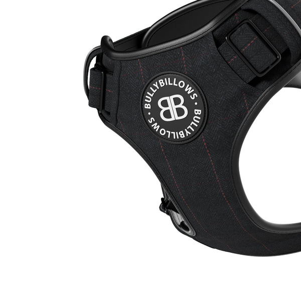 Premium Comfort Herringbone Harness | Non Restrictive - Charcoal Black