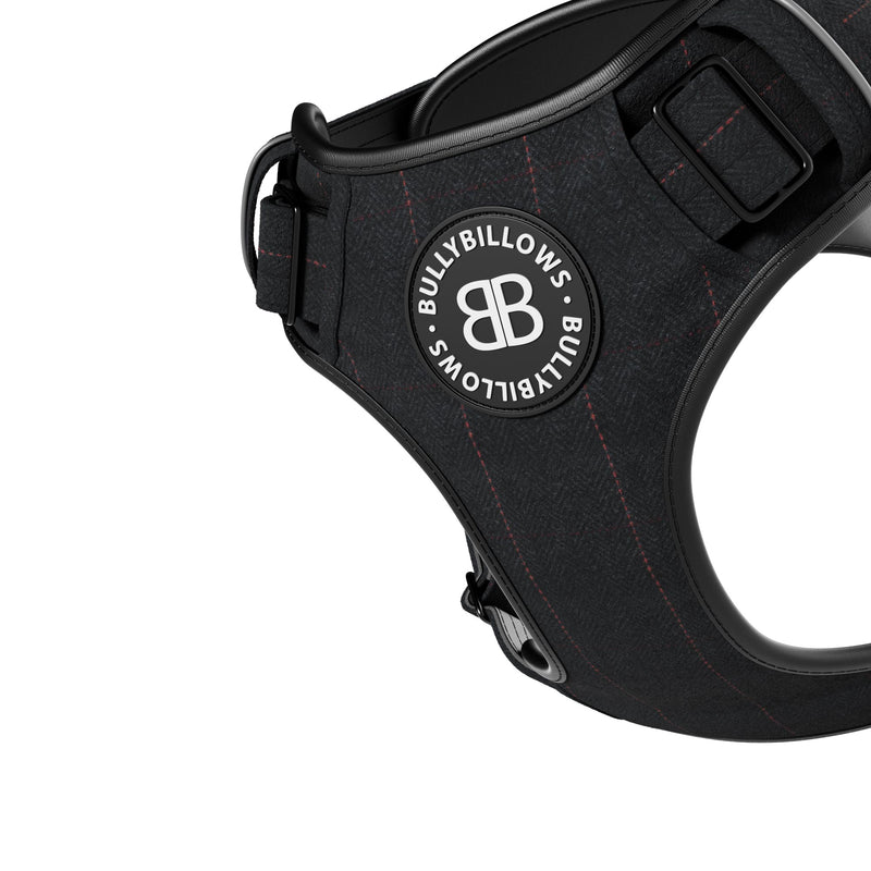 Premium Comfort Herringbone Harness | Non Restrictive - Charcoal Black