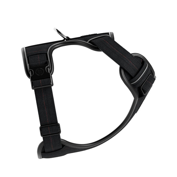 Premium Comfort Herringbone Harness | Non Restrictive - Charcoal Black