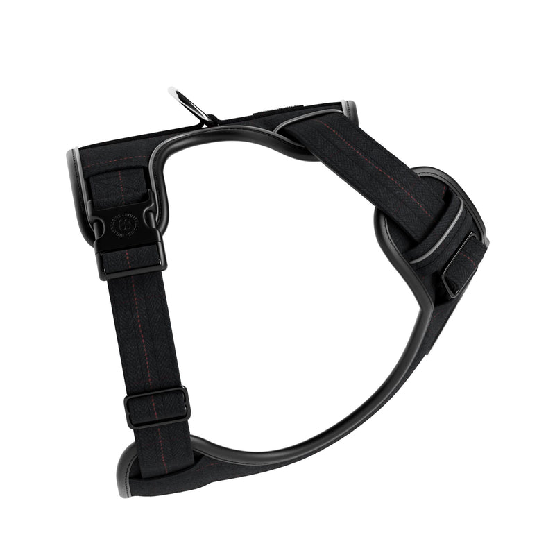 Premium Comfort Herringbone Harness | Non Restrictive - Charcoal Black