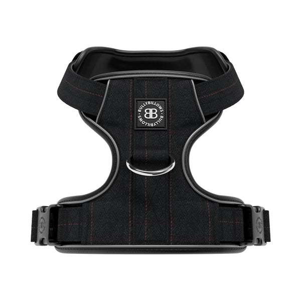 Premium Comfort Herringbone Harness | Non Restrictive - Charcoal Black