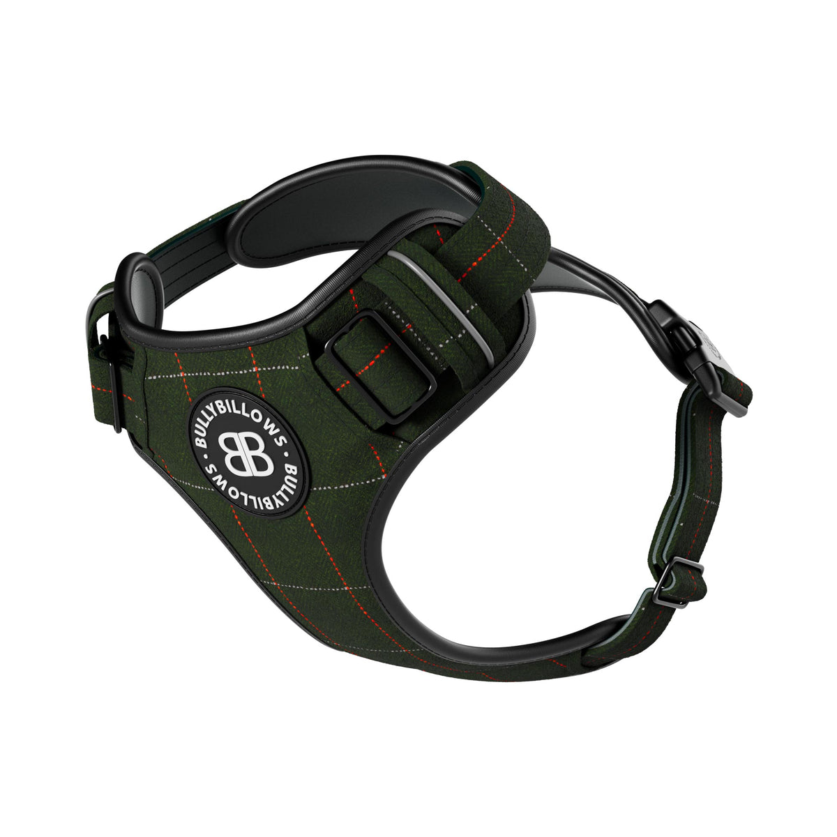 Premium Comfort Herringbone Harness Non Restrictive Forest Green