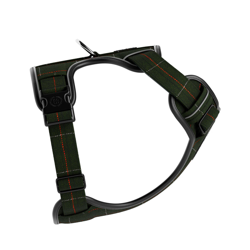 Premium Comfort Herringbone Harness | Non Restrictive - Forest Green
