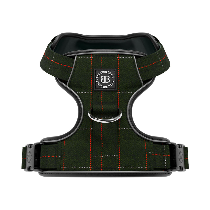 Premium Comfort Herringbone Harness | Non Restrictive - Forest Green
