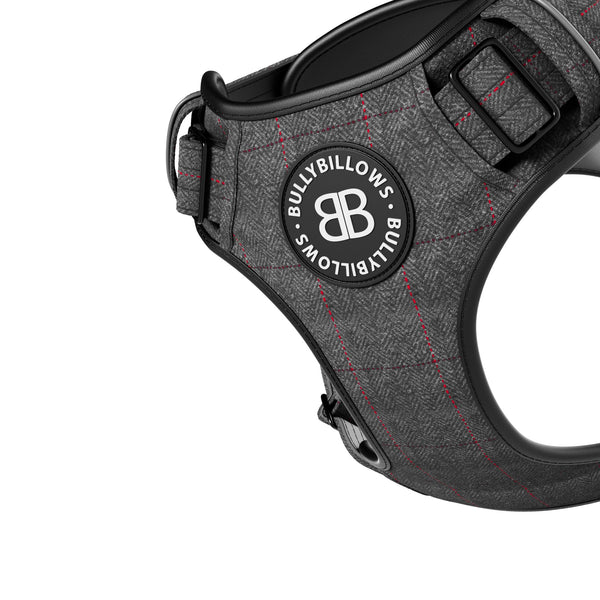 Premium Comfort Herringbone Harness | Non Restrictive - Stone Grey