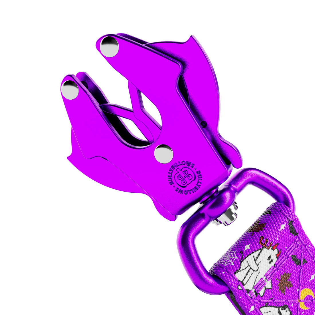 close up of purple Boobillows dog lead