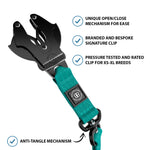 1.4m Swivel Combat Lead | Neoprene Lined, Secure Rated Clip with Soft Handle - Turquoise