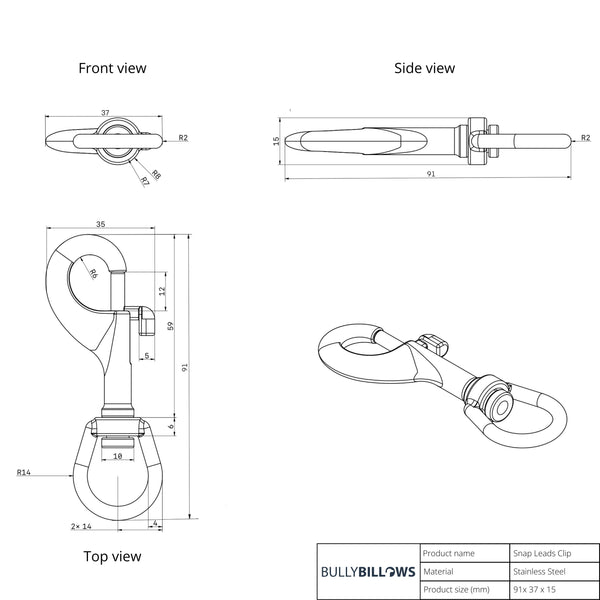 Snap Hook Clasp Lead - Khaki