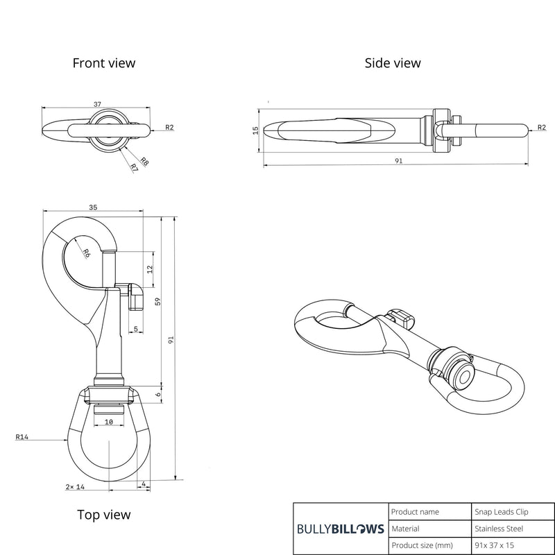 Snap Hook Clasp Lead - Pink