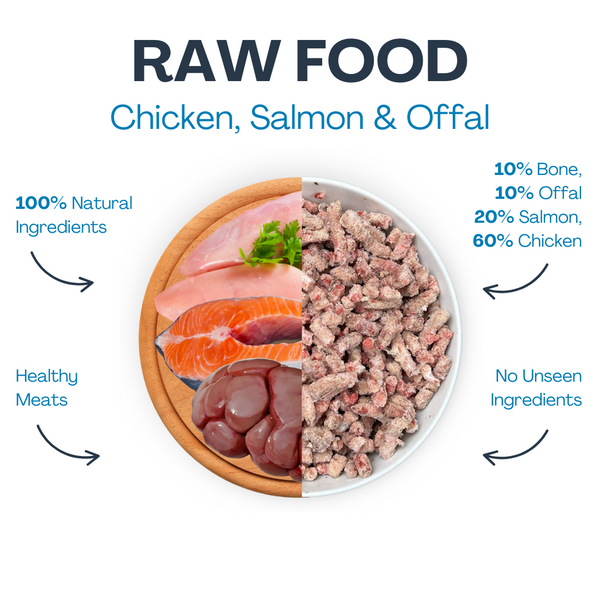 Raw Chicken, Salmon and Offal